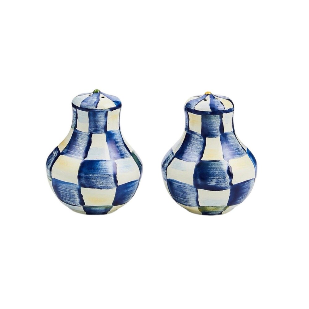 Mackenzie Childs Royal Check Salt & Pepper Shakers New in Box
